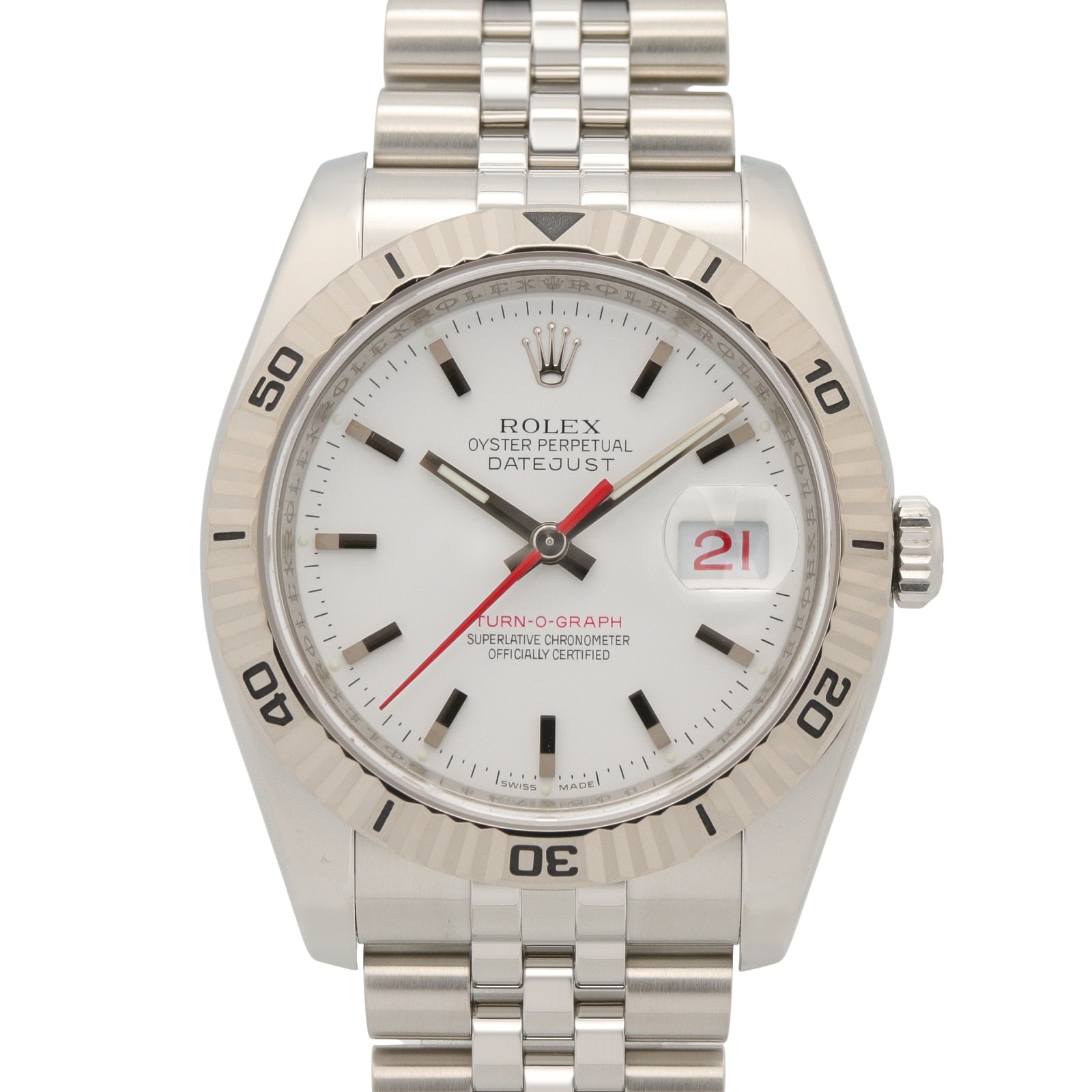 ロレックス ROLEX ターノグラフ D番 腕時計 時計 K18WG(ホワイトゴールド) ステンレススチール メンズ ホワイト系 116264 【中古】