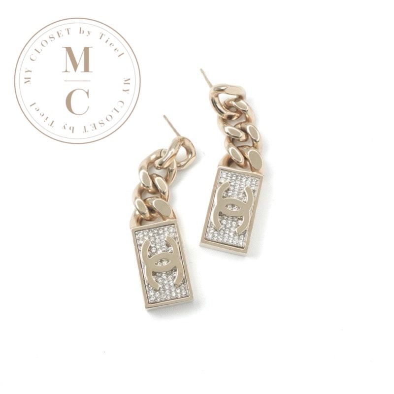 シャネル CHANEL ピアス イヤリング ゴールド ココマーク チェーン ラインストーン