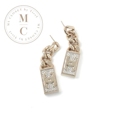 シャネル CHANEL ピアス イヤリング ゴールド ココマーク チェーン ラインストーン