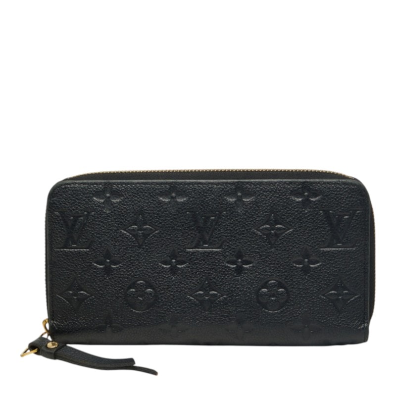 ルイ ヴィトン モノグラム アンプラント ジッピーウォレット 長財布 M61864 ブラック レザー レディース LOUIS VUITTON 中古