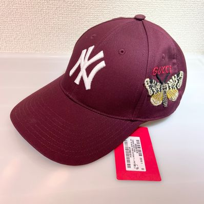 GUCCI x NY Yankees Baseball Cap Butterfly "Bordeaux"