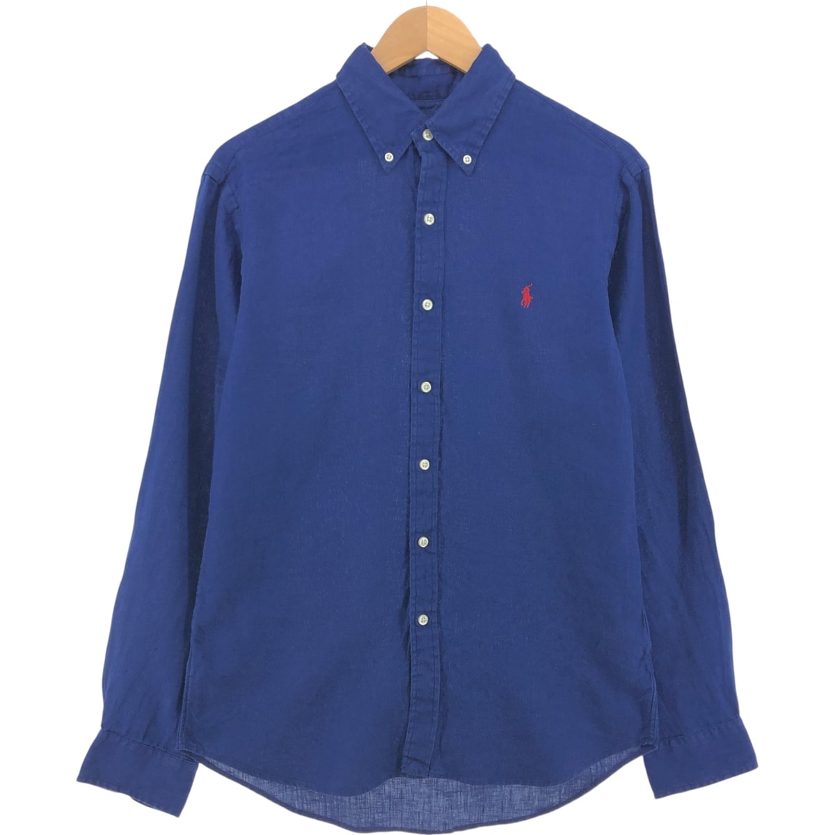 古着 ラルフローレン Ralph Lauren SLIM FIT 長袖 リネン ボタンダウンシャツ メンズM相当/eaa473796