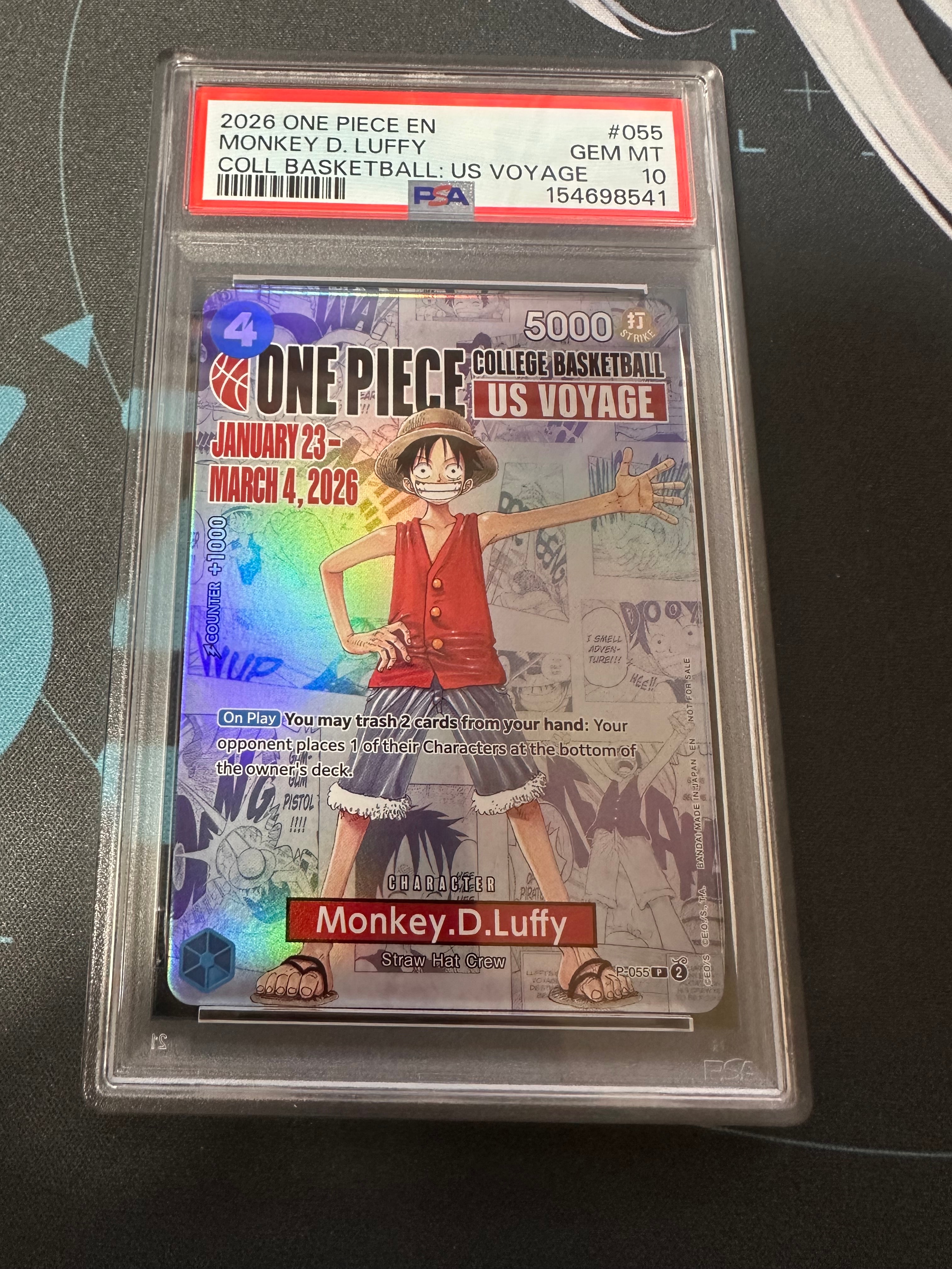 モンキー・D・ルフィ:P (開封済) [P-055]【英語版】(プロモーションカード「ワンピース カレッジ バスケットボール:USボヤージュ」)
