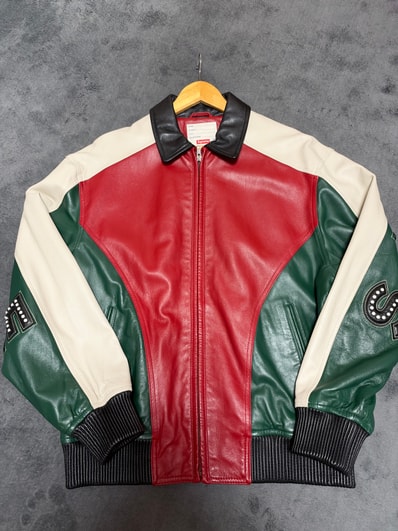 Supreme Studded Arc Logo Leather Jacket "White"