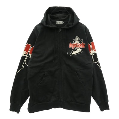 HYSTERIC GLAMOUR ヒステリックグラマー パーカー 26SS 02261CF01 HYS FLARE LOGO フレア ロゴ ジップアップ フーディー パーカー ブラック系 L【中古】