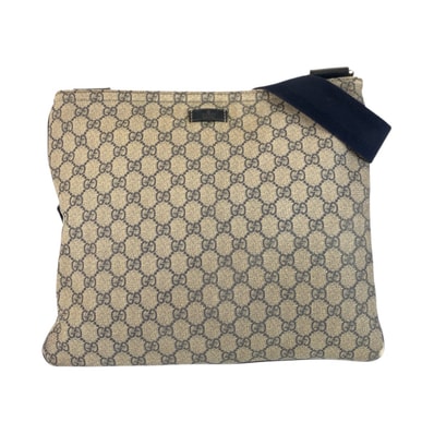 GUCCI グッチ グレー ネイビー シルバー金具 GGスプリームキャンバス ショルダーバッグ メッセンジャーバッグ 506858 【中古】