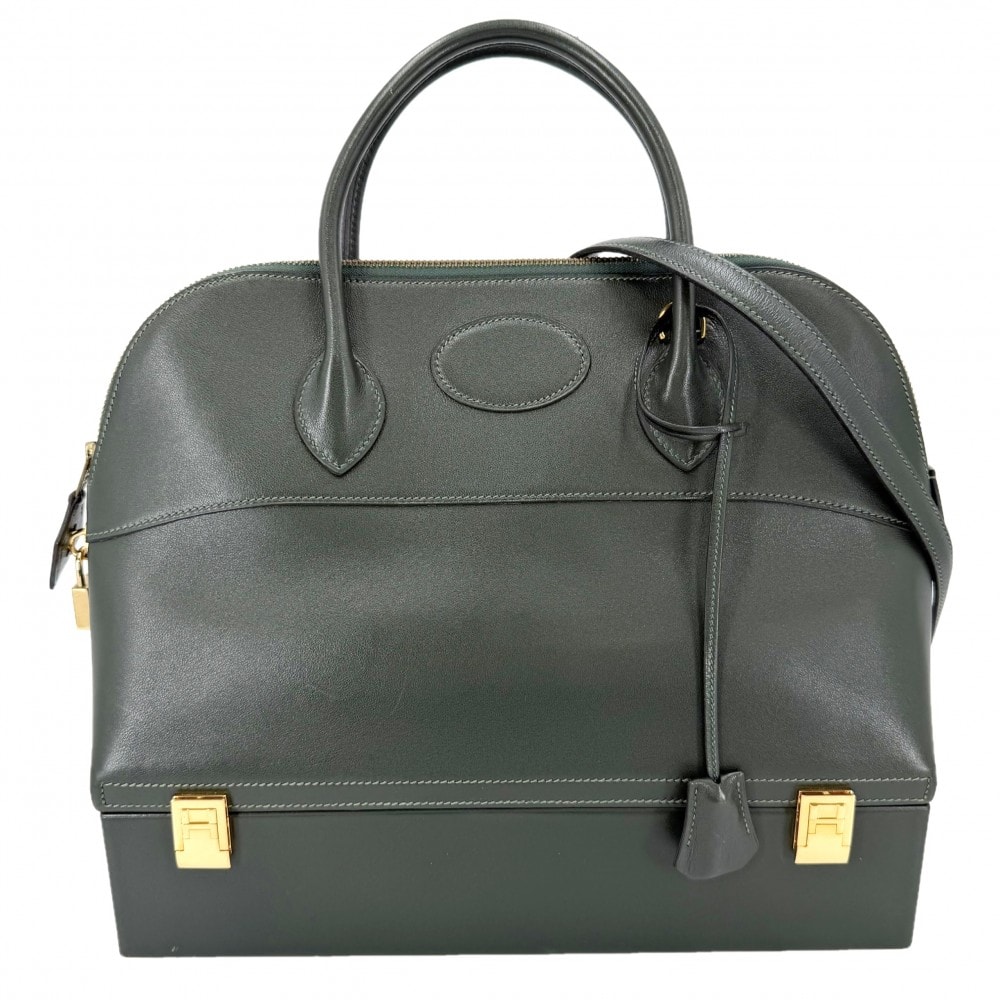 HERMES エルメス 2WAY マクファーソン ハンドバッグ ショルダーバッグ 肩掛け 斜め掛け ○U刻印 レザー    グリーン 緑 ゴールド金具 レディース 1991年【中古品】