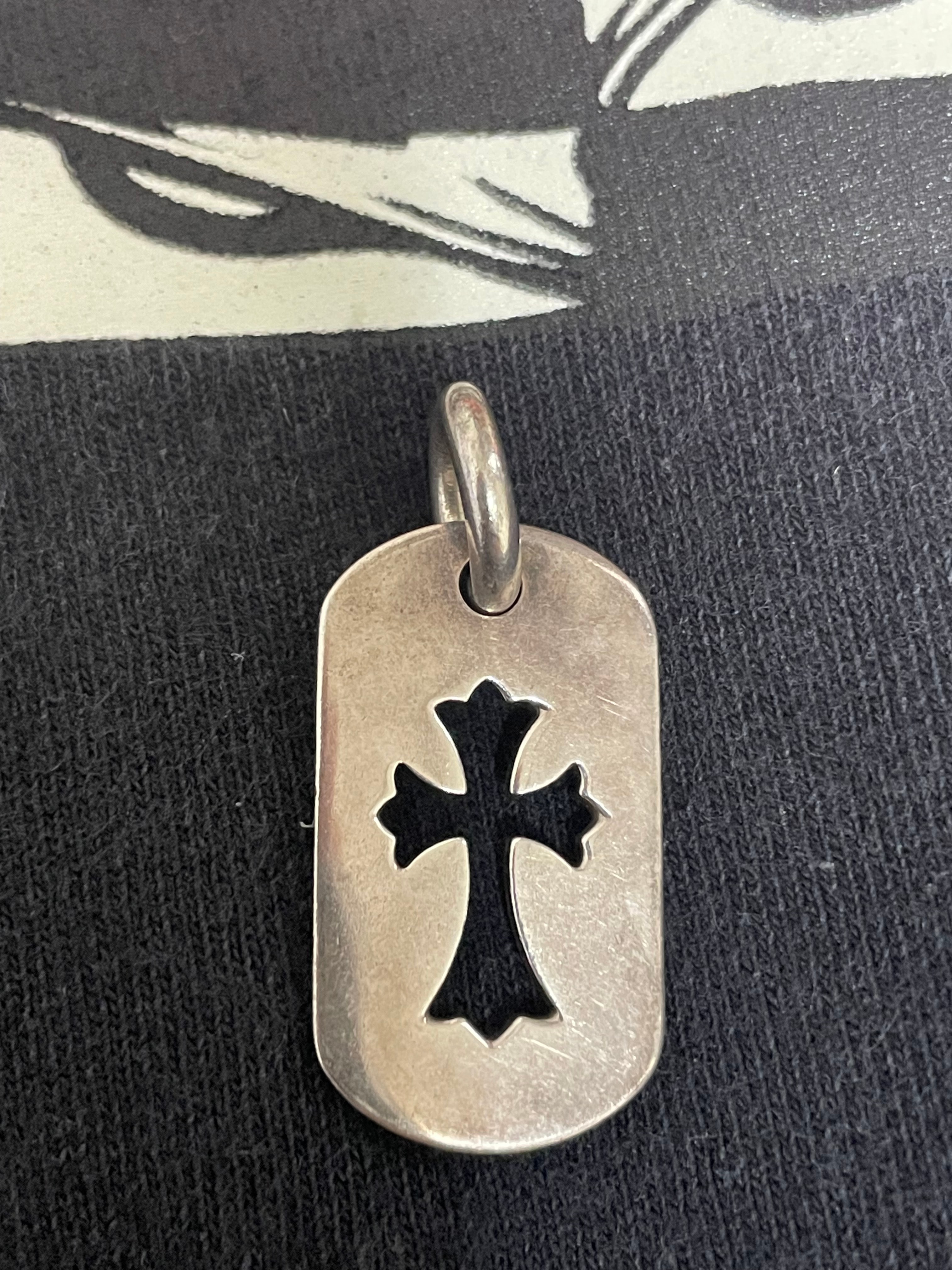Chrome Hearts Dog Tag S Cut Out Cross "Silver"