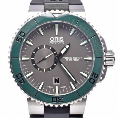 オリス ORIS 7673 アクイス スモールセコンド デイト グレー 自動巻き メンズ 箱・保証書付き 腕時計 G#149860
