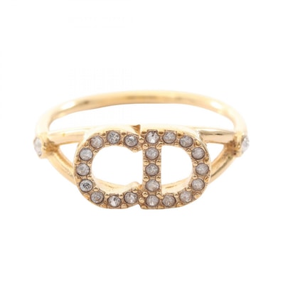 ディオール Dior CDロゴ リング・指輪 ジュエリー GP(ゴールドメッキ) ラインストーン レディース ゴールド系 / クリア系 【中古】