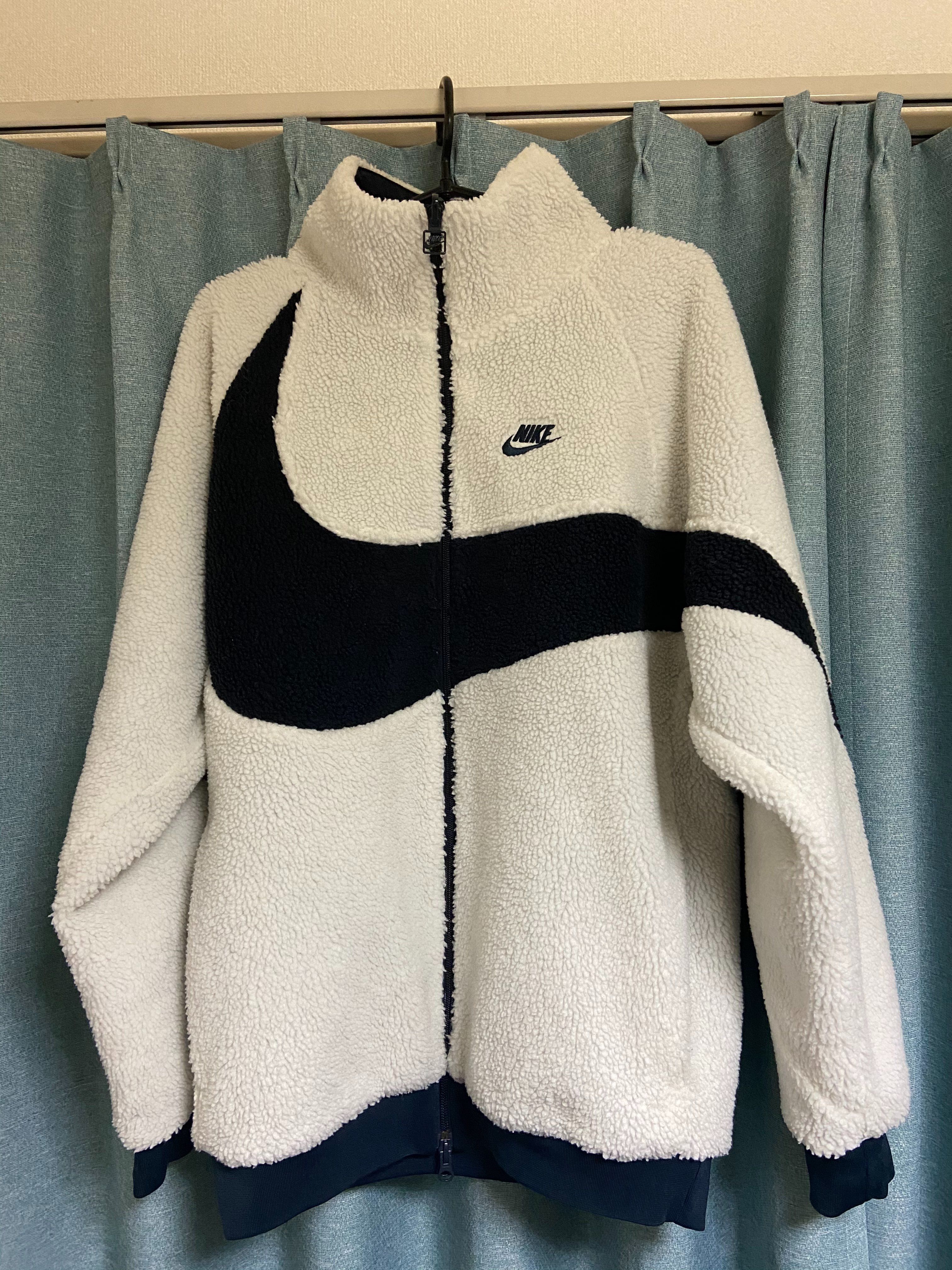 Nike Big Swoosh Reversible Boa Jacket "Sail/Dark Obsidian"