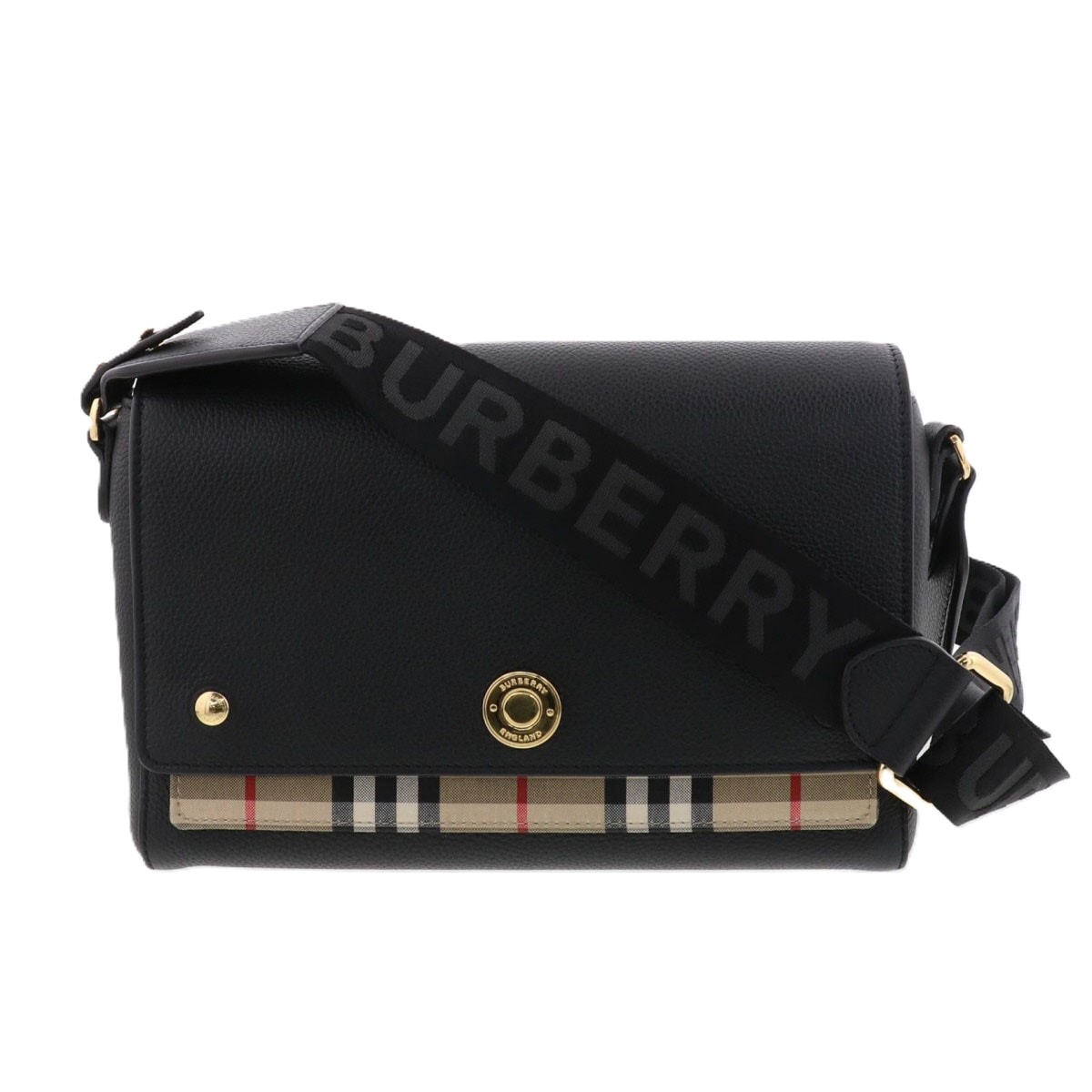 BURBERRY バーバリー ヴィンテージ チェック ショルダーバック leather ショルダーバッグ 8021110 レザー ブラック  レディース【中古】