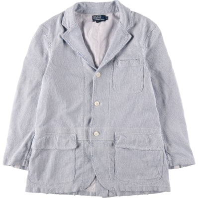 古着 ラルフローレン Ralph Lauren POLO by Ralph Lauren ストライプ柄 スウェット コットンテーラードジャケット メンズL相当/eaa629136