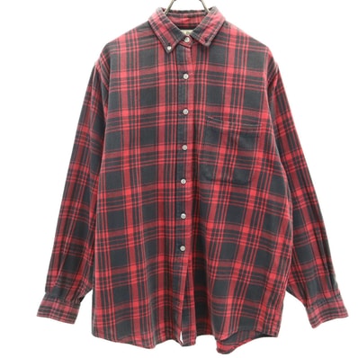 L.L.Bean エルエルビーン 80s アウトドア USA製 ヴィンテージ チェック柄 長袖 ボタンダウンシャツ S レッド