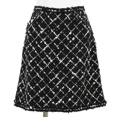 【極美品】CHANEL シャネル ヴィンテージツイードスカート サイズ 36 レディース 03C P20560 スパンコール モヘアブレンド ボトムス ブラック ホワイト 黒 白 フランス製 カール・ラガーフェルド期