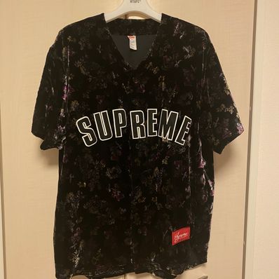 Supreme Floral Velour Baseball Jersey "Black"