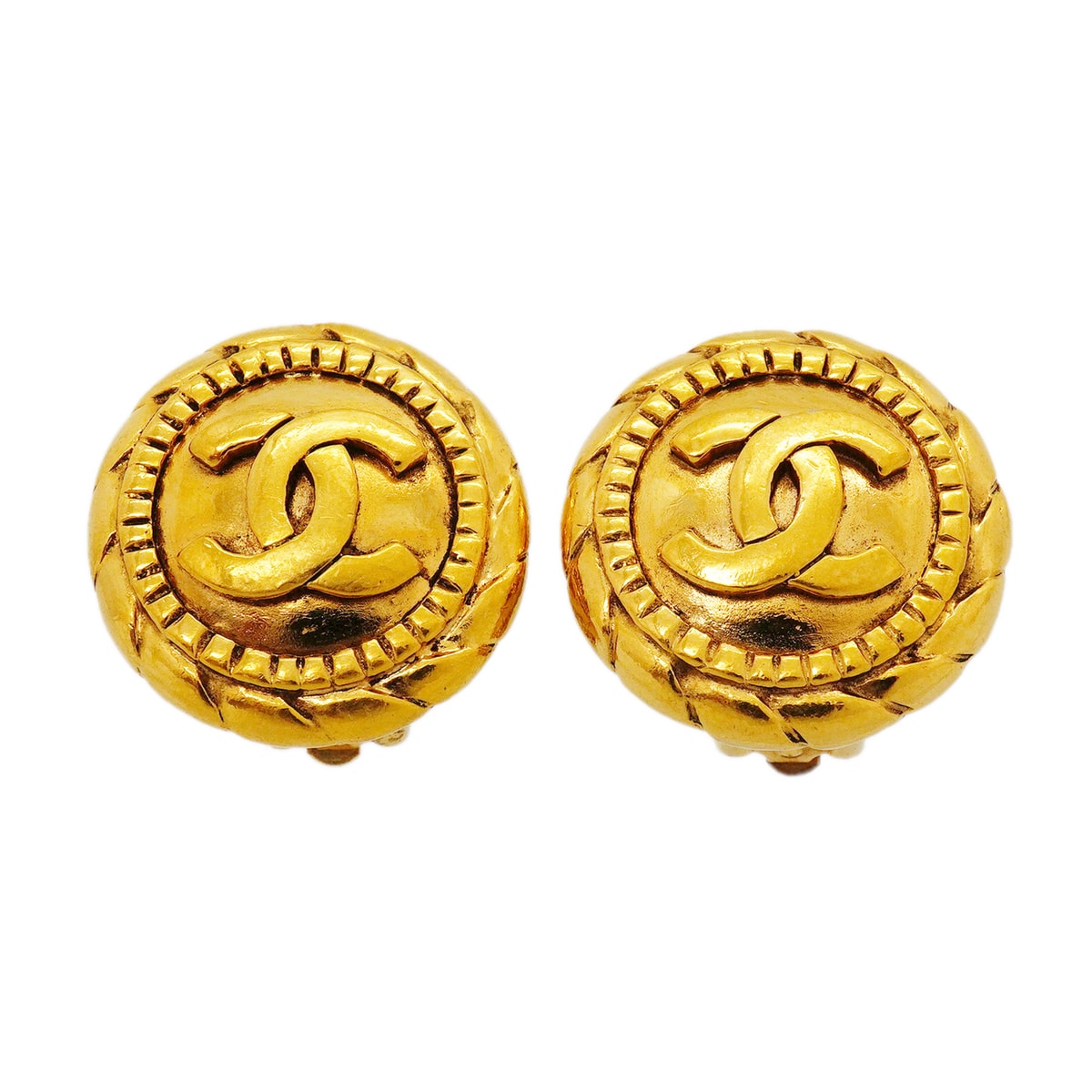 【6jkb0204】シャネル イヤリング ヴィンテージ ココマーク 丸型 サークル GPメッキ ゴールド【中古】レディース