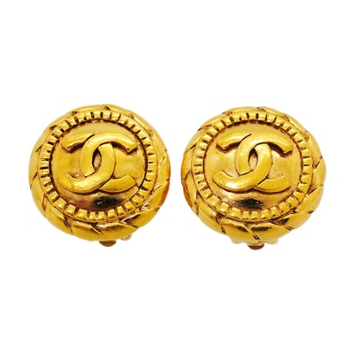 【6jkb0204】シャネル イヤリング ヴィンテージ ココマーク 丸型 サークル GPメッキ ゴールド【中古】レディース
