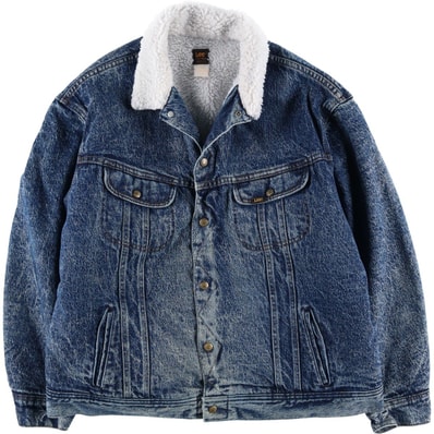 古着 リー Lee RIDERS ライダース ケミカルウォッシュ デニムボアジャケット USA製 メンズXL相当 ヴィンテージ/eaa478094