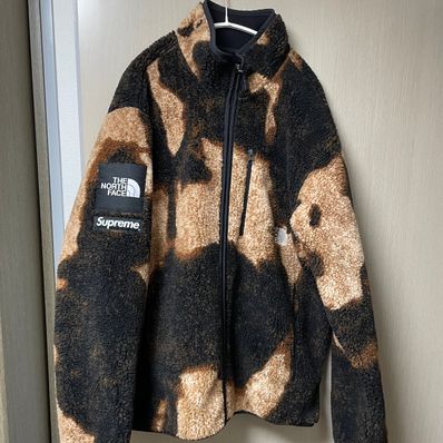 Supreme x The North Face Bleached Denim Print Fleece Jacket "Black"
