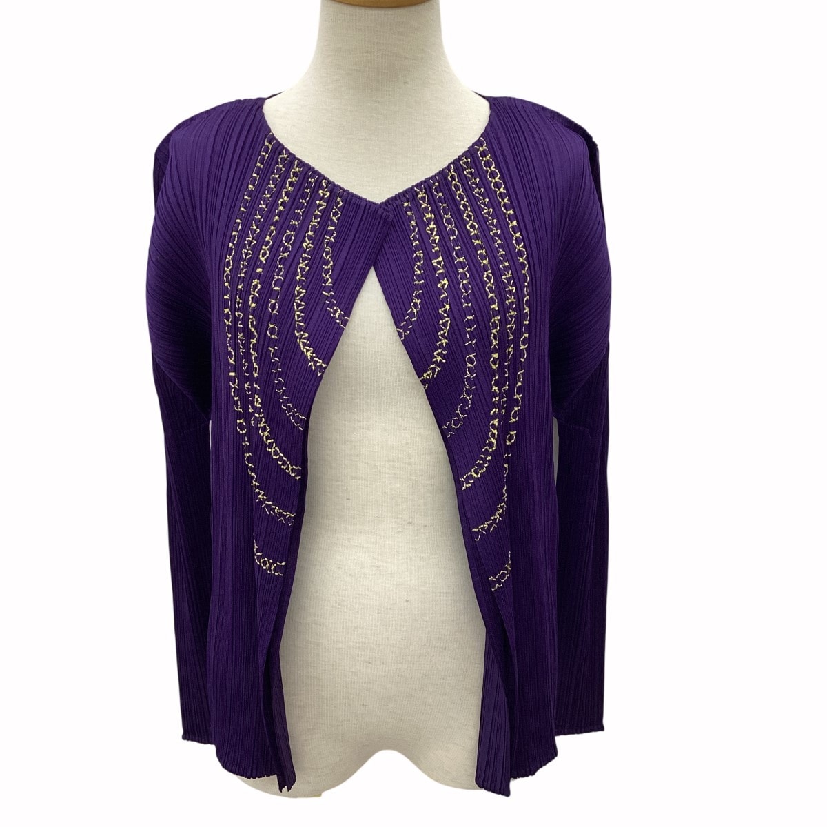 ISSEY MIYAKE イッセイミヤケ PLEATS PLEASE カーディガン SIZE 3 PP03-JO665 パープル