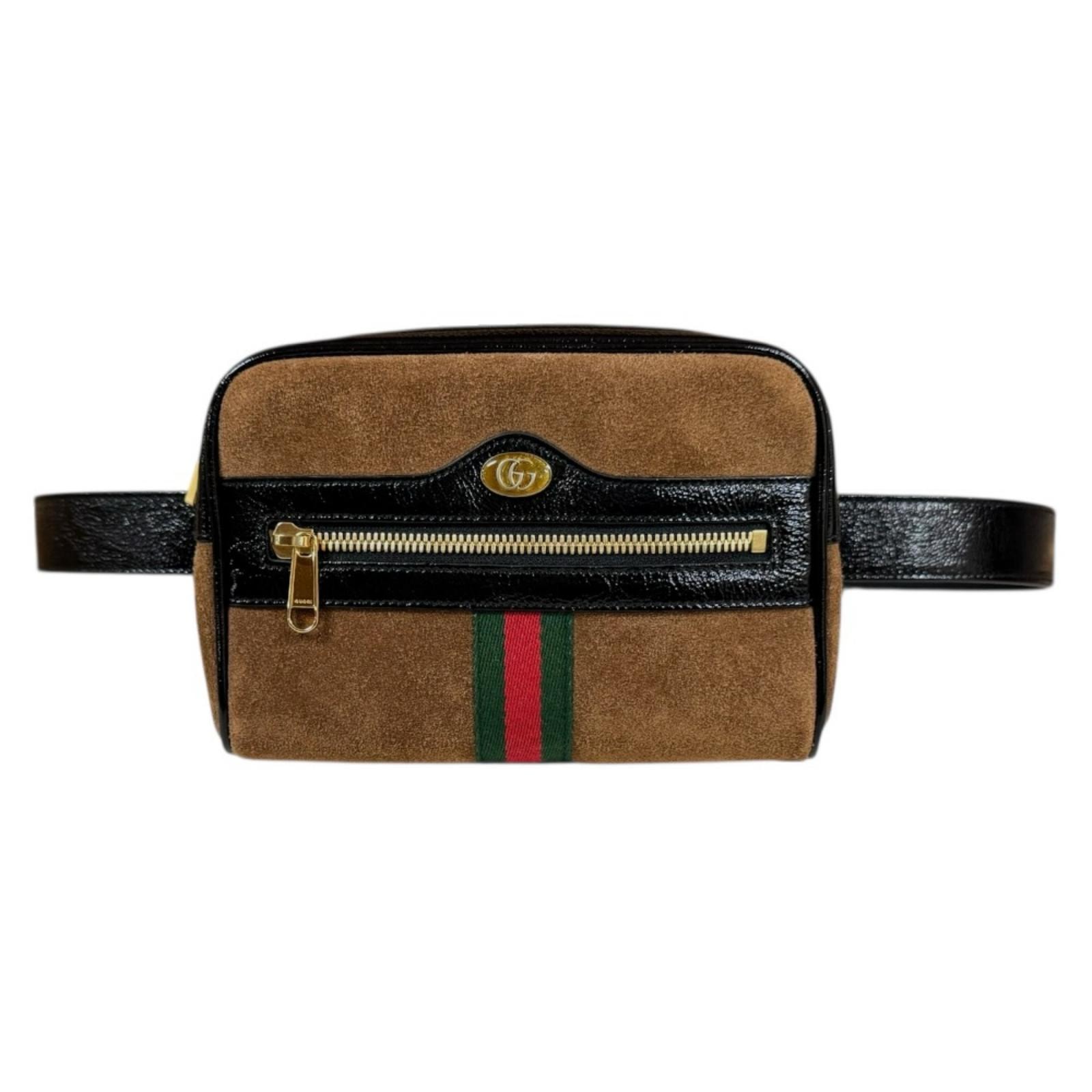 グッチ スモール ベルトバッグ オフィディア ウエストバッグ スウェード 517076 ブラウン レディース GUCCI 中古