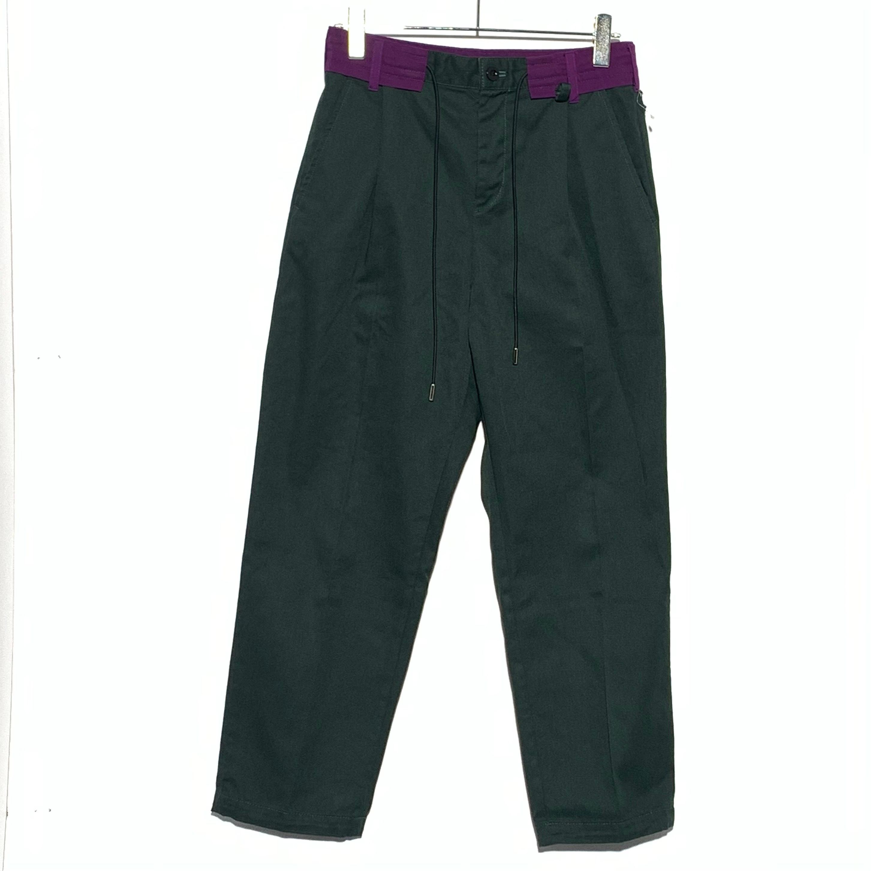 sacai chino grosgrain tapered pants green 