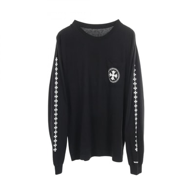クロムハーツ CHROME HEARTS サークルロゴ アームロゴ ポケット付き 長袖Tシャツ 衣料品 トップス コットン メンズ ブラック系 【中古】