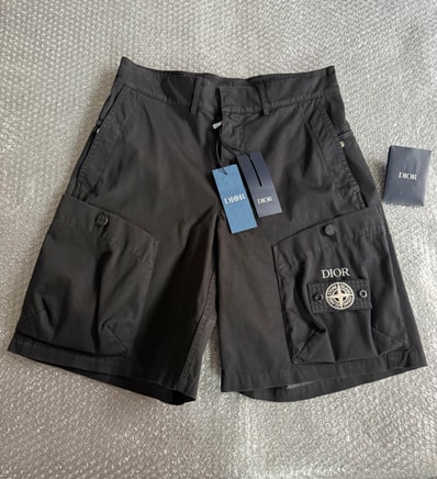 Dior x Stone Island Bermuda Short Pant Cotton Blend Satin "Black"