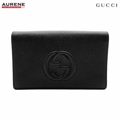 GUCCI グッチ ショルダーバッグ チェーンウォレット ソーホー SOHO エンボス 598211 レザー ブラック レディース
【中古】