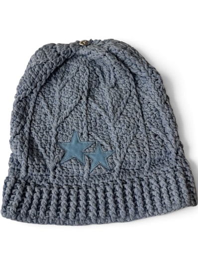 Chrome Hearts Leather Star Patch Knit Beanie "Light Blue"