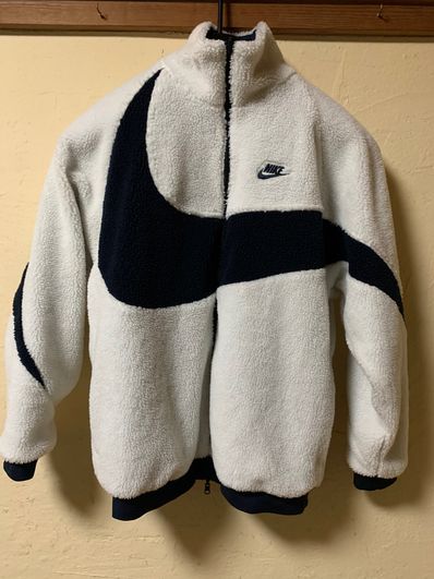 Nike Big Swoosh Reversible Boa Jacket "Sail/Dark Obsidian"