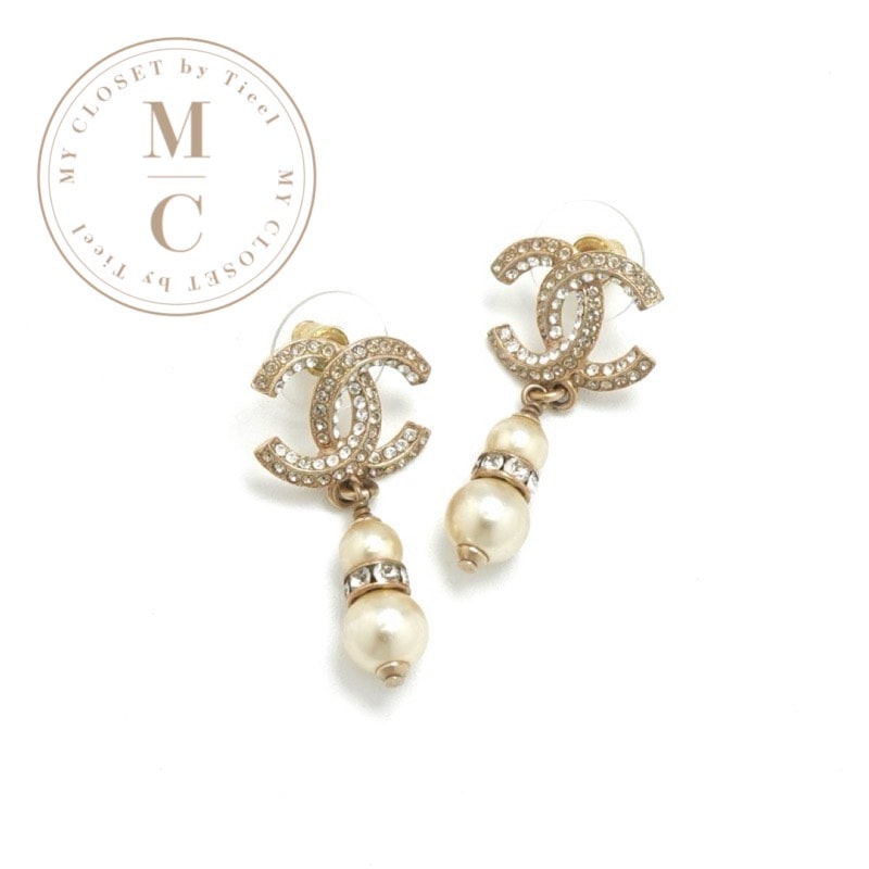 シャネル CHANEL ピアス イヤリング ゴールド ココマーク ラインストーン パール