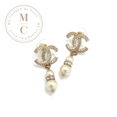 シャネル CHANEL ピアス イヤリング ゴールド ココマーク ラインストーン パール