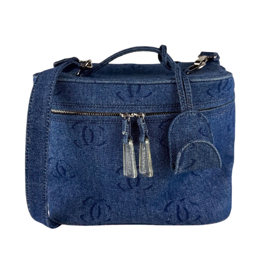 シャネル CHANEL ショルダーバッグ バニティバッグ デニム ブルー レディース【中古】 z10532