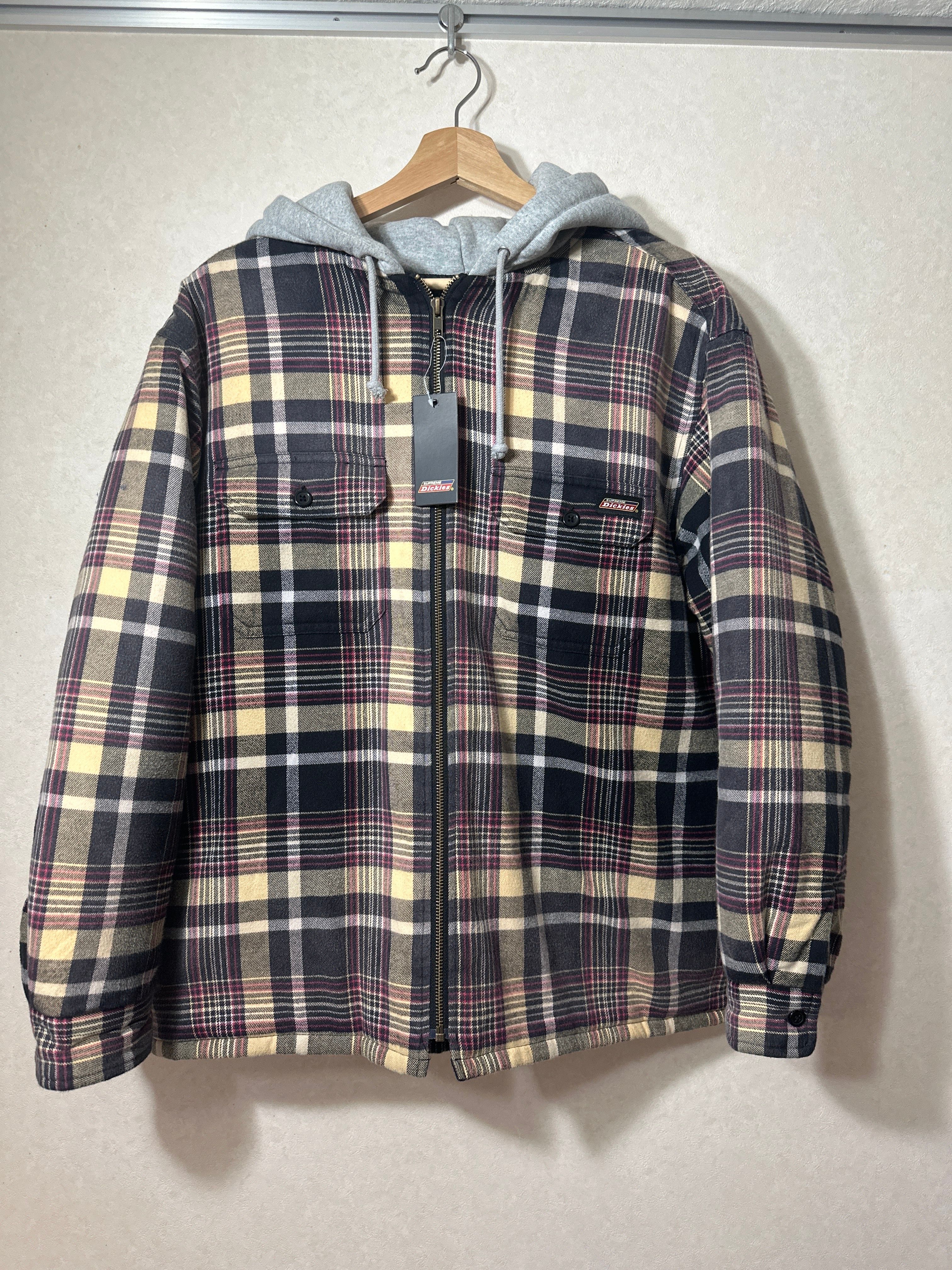 Supreme x Dickies Plaid Hooded Zip Up Shirt "Black"
