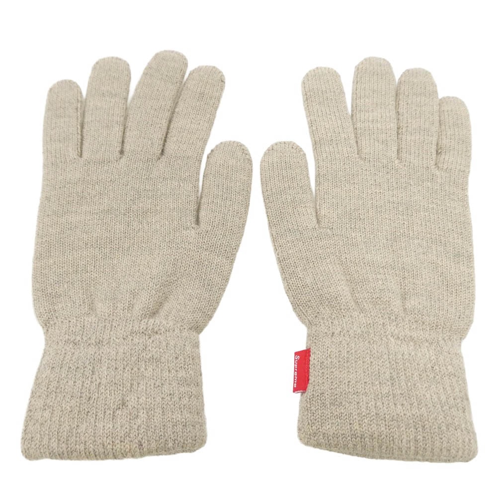 Supreme シュプリーム 10AW Deer Skin Palm Knit Gloves ディアスキン レザー ニット グローブ 手袋 グレー系【美品】【中古】