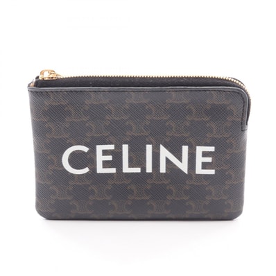 セリーヌ CELINE トリオンフ カードケース キーリング付き コインケース 財布 PVC レディース ブラック系 10C662CA2.38NO 【中古】