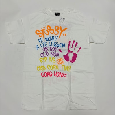 STUSSY x KAWS WORLD TOUR TEE サイズL ステューシー カウズ ワールドツアー Tシャツ ホワイト×マルチカラー