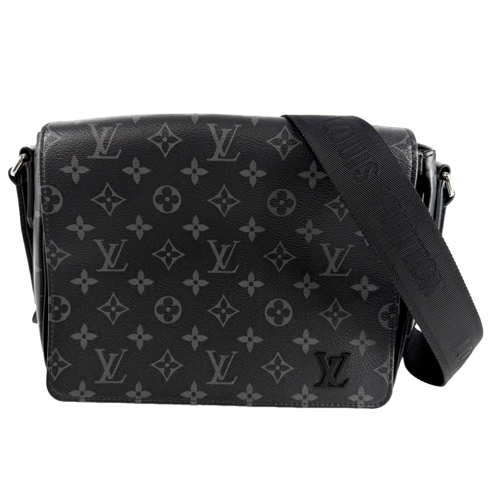 LOUIS VUITTON ルイヴィトン ショルダーバッグ モノグラムエクリプス ディストリクトPM NV3 メッセンジャーバッグ 肩掛け 斜め掛け 鞄 かばん M46255 PVC ブラック 黒 シルバー金具 メンズ【中古品】
