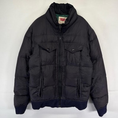 古着 リーバイス Levi's ダウンジャケット フルジップ 胸ポケット アウトドア M ブラック メンズ