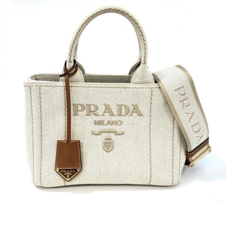 プラダ PRADA カナパ リカーモ ナチュラル ブラウン 2way 【鑑定済み】正規品