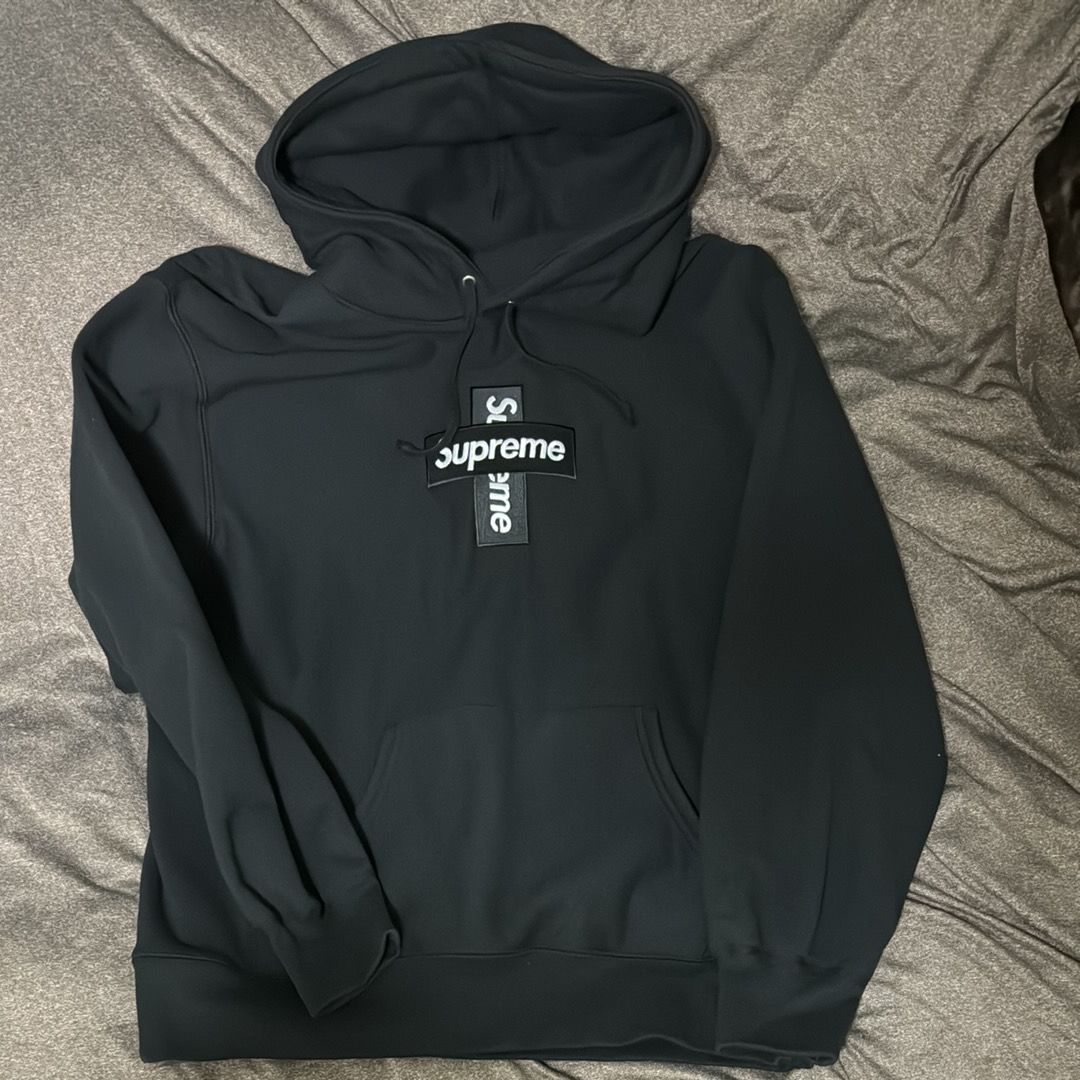 Supreme Cross Box Logo Hooded Sweatshirt "Black"