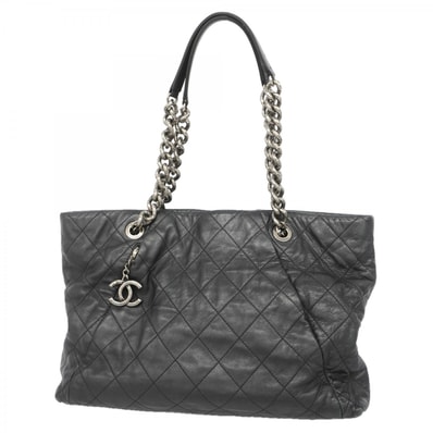 ★SALE【6gc3686】シャネル トートバッグ マトラッセ ラムスキン ブラック シルバー金具【中古】レディース