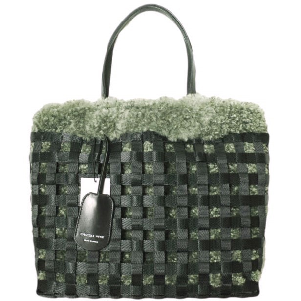 新品 HYKE x CHACOLI ハイク チャコリ 別注 日本製 BASKET MEDIUM SIZE バスケット 19285 OLIVE DRAB 定価82,500円 2WAY トートバッグ カバン g22170