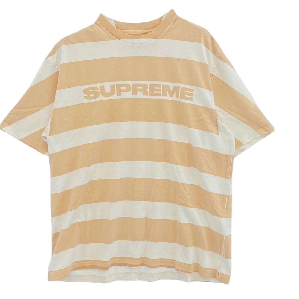 Supreme シュプリーム Tシャツ 21AW Printed Stripe S/S Top プリント ストライプ 半袖 Tシャツ オレンジ系 ホワイト系 L【中古】