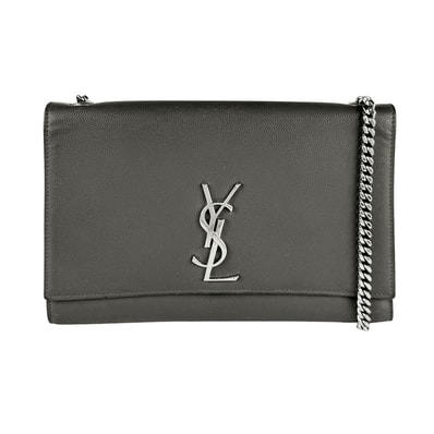 サンローラン SAINT LAURENT ショルダーバッグ ケイト ミディアム レザー グレー シルバー レディース 364021【中古】 z11044
