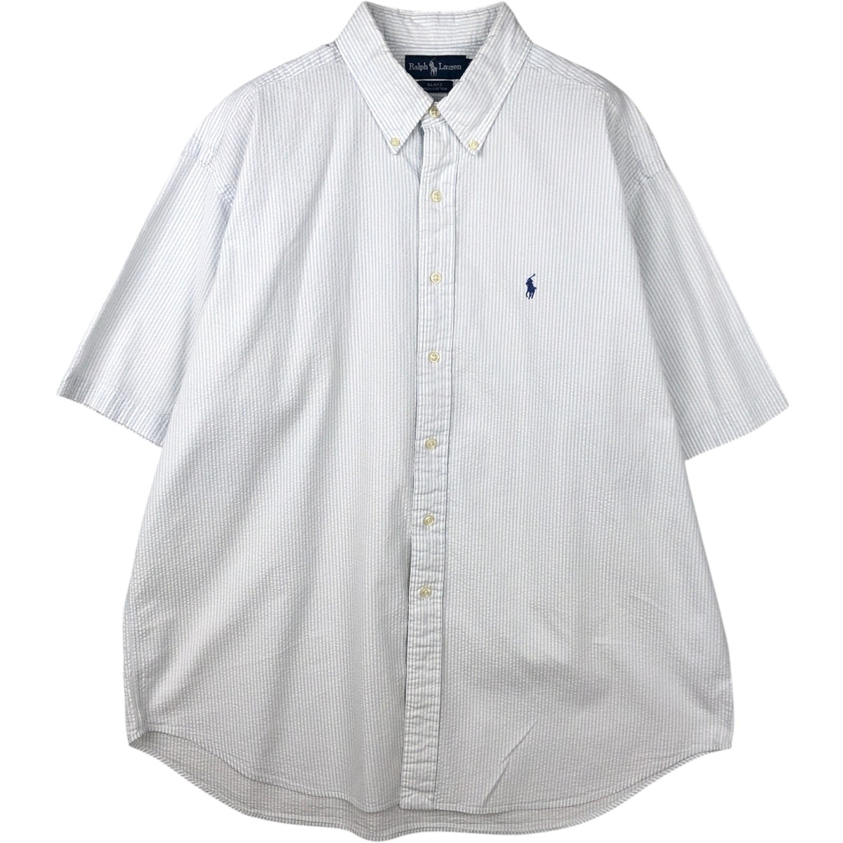古着 ラルフローレン Ralph Lauren BLAKE シアサッカー 半袖 ボタンダウン ストライプシャツ メンズXL相当/eaa644878