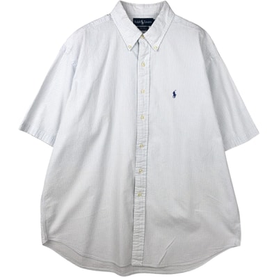 古着 ラルフローレン Ralph Lauren BLAKE シアサッカー 半袖 ボタンダウン ストライプシャツ メンズXL相当/eaa644878