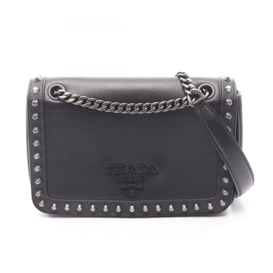 プラダ PRADA GLACE'CALF ショルダーバッグ バッグ レザー レディース ブラック系 1BD147 【中古】